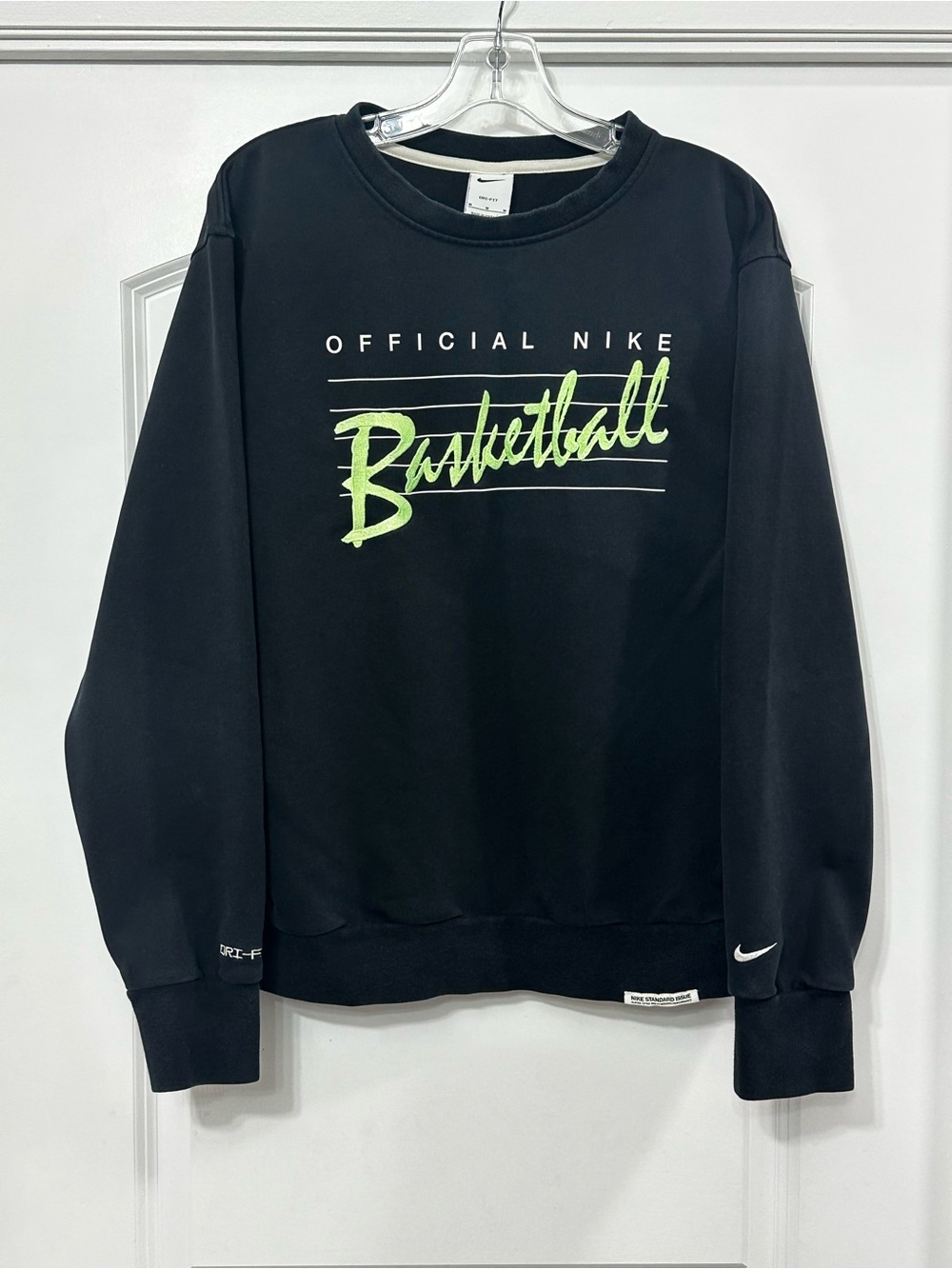 Nike Men’s Black Crewneck Sweatshirt with Neon Green Script